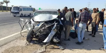 إصابة ٤ أشخاص في تصادم ملاكي بربع نقل في السخنة