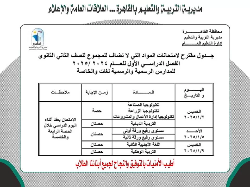 تعرف على موعد امتحانات الفصل الدراسي الأول بالقاهرة 40 | جريدة الجمهورية