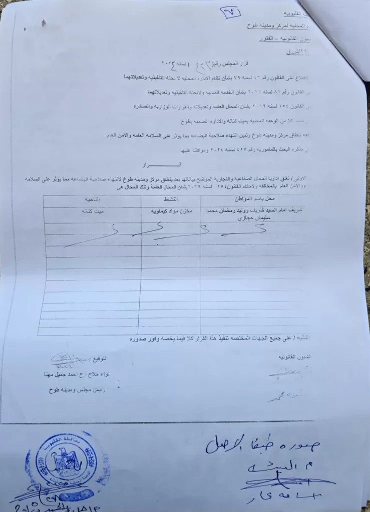 كارثة بيئية تهدد أهالي ميت كنانة بالقليوبية: أطنان من «أسود الكربون» منتهي الصلاحية تُخزَّن بمزرعة دواجن 3 - جريدة الجمهورية WhatsApp Image 2025 06 10 at 3.55.41 PM - جريدة الجمهورية
