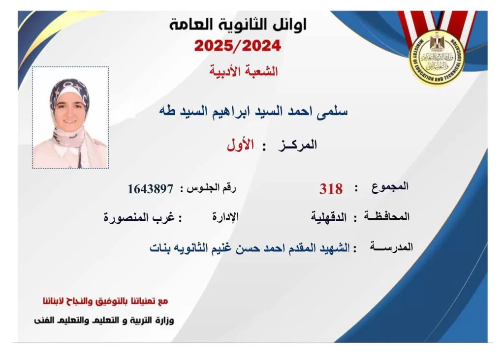 فخر الدقهلية: المحافظ يبارك لأوائل الثانوية العامة ويُثني على جهودهم 2 - جريدة الجمهورية IMG 20250723 WA0164 1 - جريدة الجمهورية