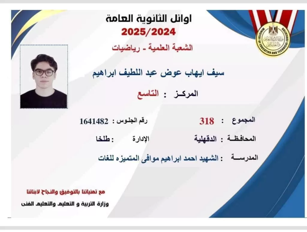 فخر الدقهلية: المحافظ يبارك لأوائل الثانوية العامة ويُثني على جهودهم 3 - جريدة الجمهورية IMG 20250723 WA0166 1 - جريدة الجمهورية