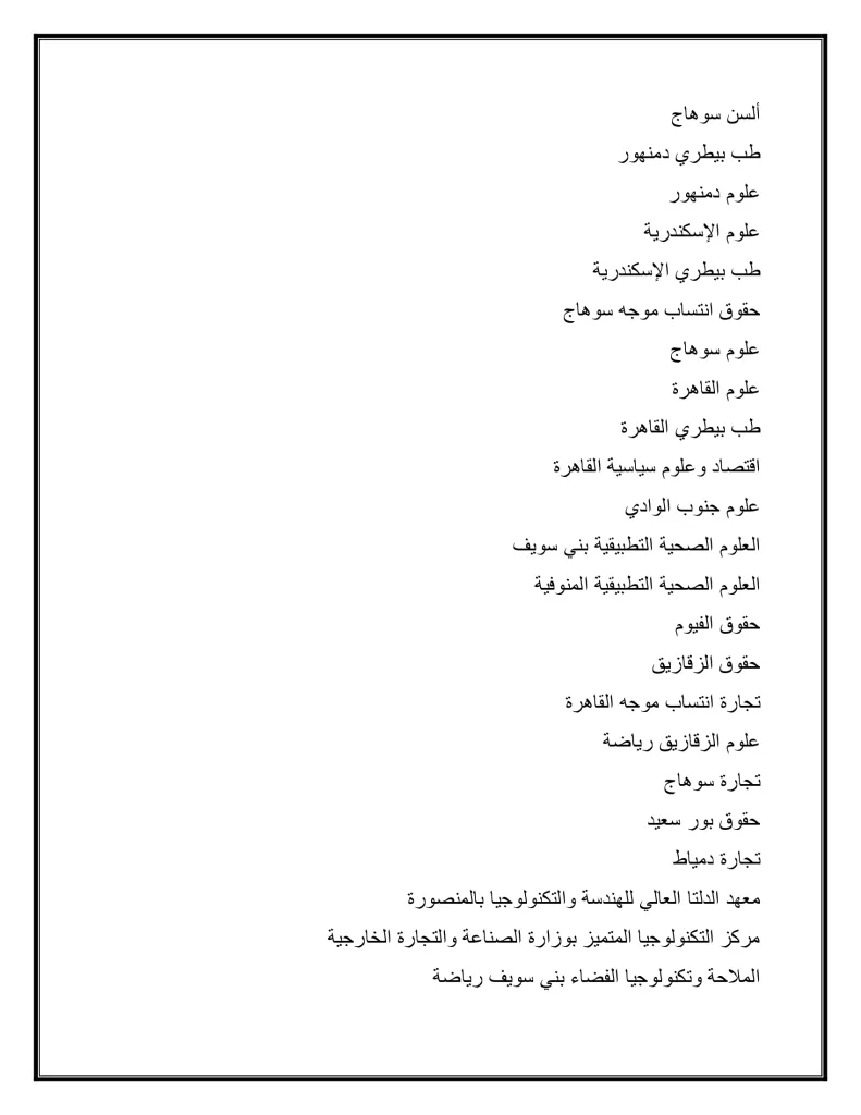 الأربعاء فتح باب المرحلة الثانية لتنسيق القبول بالجامعات: 68.75% لطلاب العلمي و64.06% للأدبي 34 - جريدة الجمهورية 2f1bb2c5588c420ab09cb63328fabec6 6 - جريدة الجمهورية