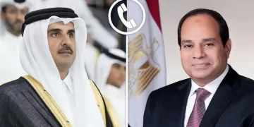 في اتصال مع أمير قطر.. الرئيس السيسي يُعلن إدانة واستنكار العمل العدواني الإسرائيلي