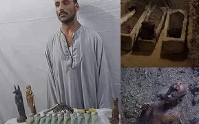 بعد انتشار قصة بيع مقبرة أثرية على الإنترنت.. تم ضبط المتهم بقطع آثار وسلاح ناري وذخيرة