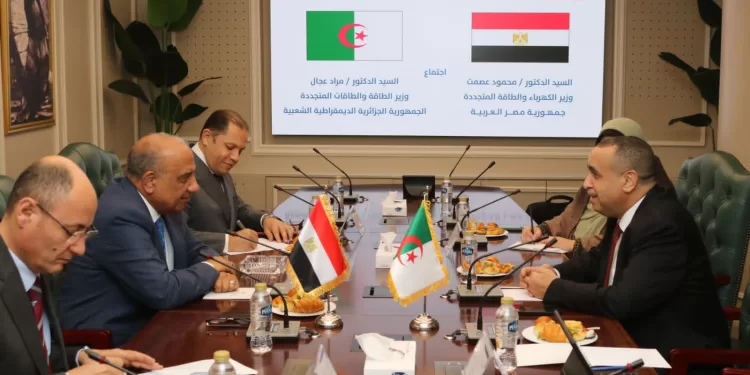 وزير الكهرباء يبحث مع نظيره الجزائري تعزيز التعاون في كفاءة الطاقة والهيدروجين الأخضر