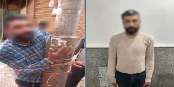 فيديو| «علقة موت» لـ«لص المساجد».. تسلل للسرقة فـ«ربطوه» بعمود إنارة وأشبعوه ضربًا