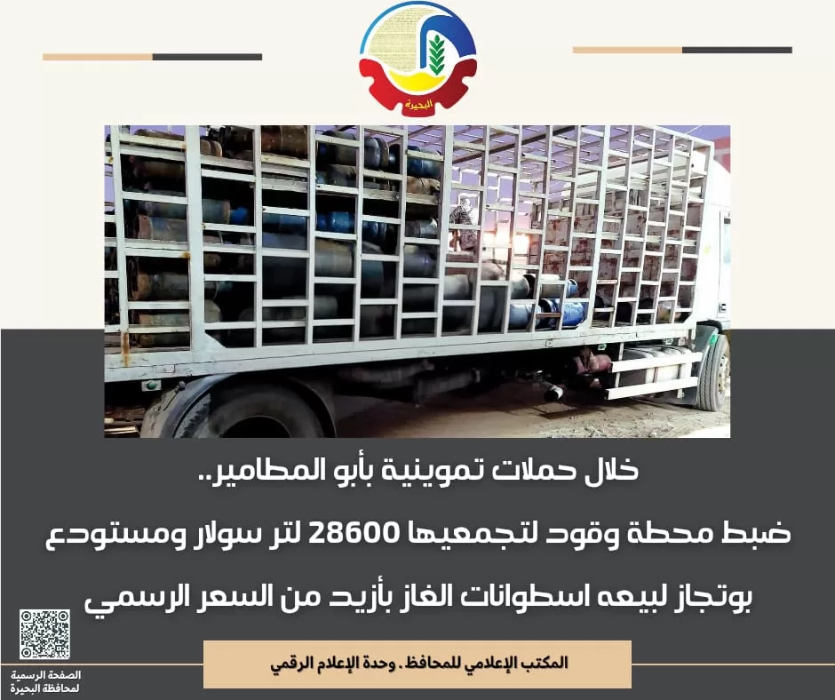 المحافظة تشدد على ضبط السوق السوداء: ضبطيات تموينية كبرى للسولار والبوتاجاز بأبو المطامير 2 - جريدة الجمهورية WhatsApp Image 2025 12 07 at 13.37.39 146e7227 - جريدة الجمهورية