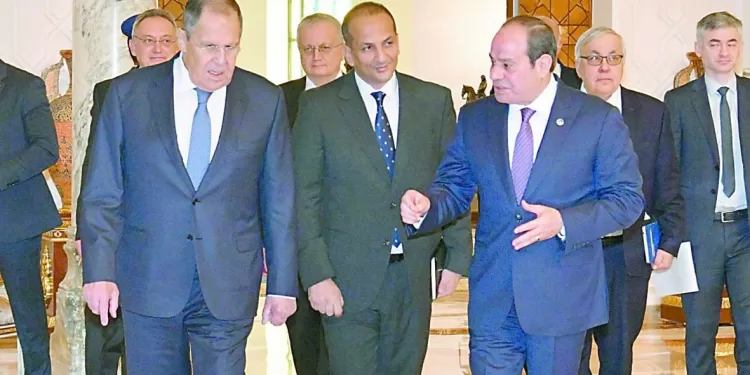 الرئيس يناقش مع «لافروف» الأوضاع فى غزة والسودان وليبيا