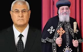 المستشار عدلي منصور يطمئن هاتفيًا على صحة البابا تواضروس الثاني