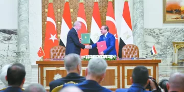 الرئيسان يوقعان بيان مجلس التعاون الإستراتيجى بين مصر وتركيا