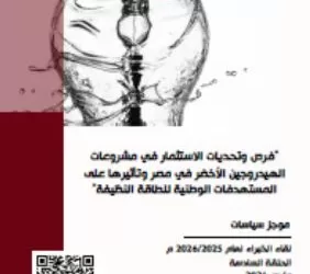 معهد التخطيط القومي يُصدر موجز سياسات حول فرص وتحديات استثمار الهيدروجين الأخضر في مصر