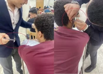 استخراج سماعة غش من أذن طالب بـ «ملقاط» في حقوق أسيوط