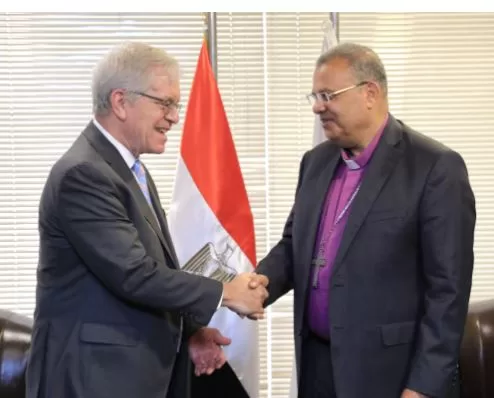 رئيس الطائفة الإنجيلية يستقبل القائم بالأعمال بالسفارة الأمريكية بمقر الهيئة القبطية الإنجيلية 4 - جريدة الجمهورية 3 99 - جريدة الجمهورية