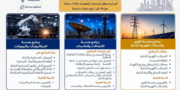 جامعة العاصمة تفتح آفاق المستقبل أمام طلاب الهندسة بثلاثة برامج نوعية تواكب الثورة الصناعية والتحول الرقمي والطاقة الذكية