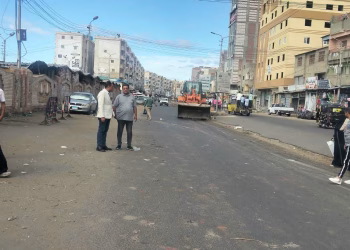 حملة مكبرة لرفع الإشغالات وتيسير الحركة المرورية بشارع جمال عبد الناصر والسوق القطاعي ببلطيم